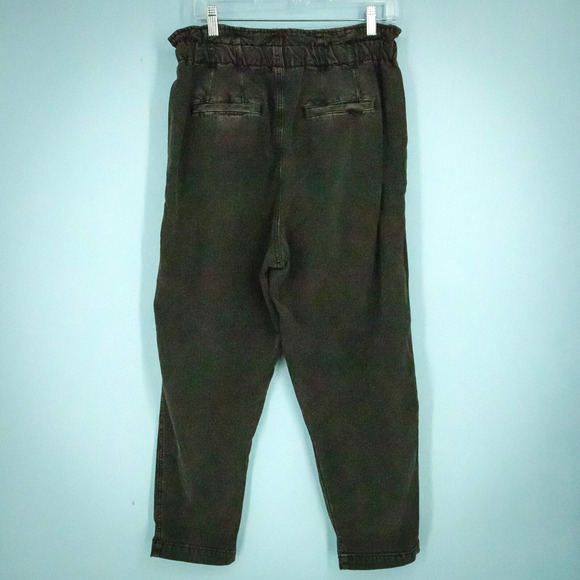 Free People Size Small S Black Margate Pleated Paperbag Tapered Viscose Pants - Picture 4 of 8